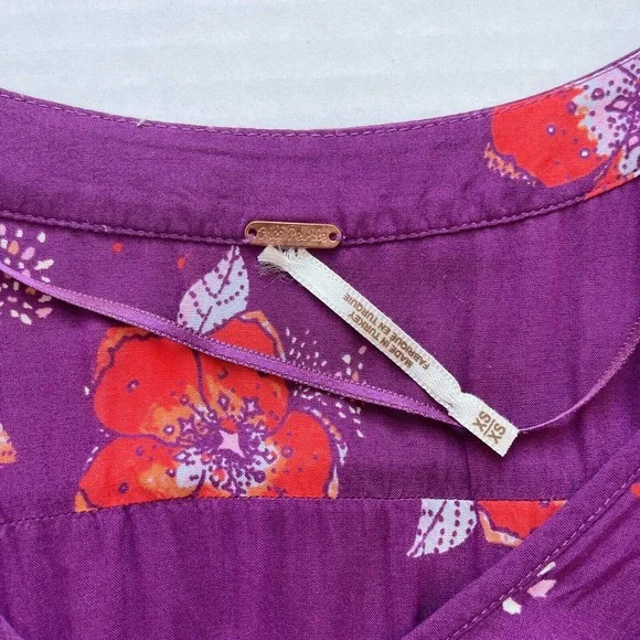 Free People Tuscan Dreams Plum Wrap Blouse Size XS - Picture 6 of 7